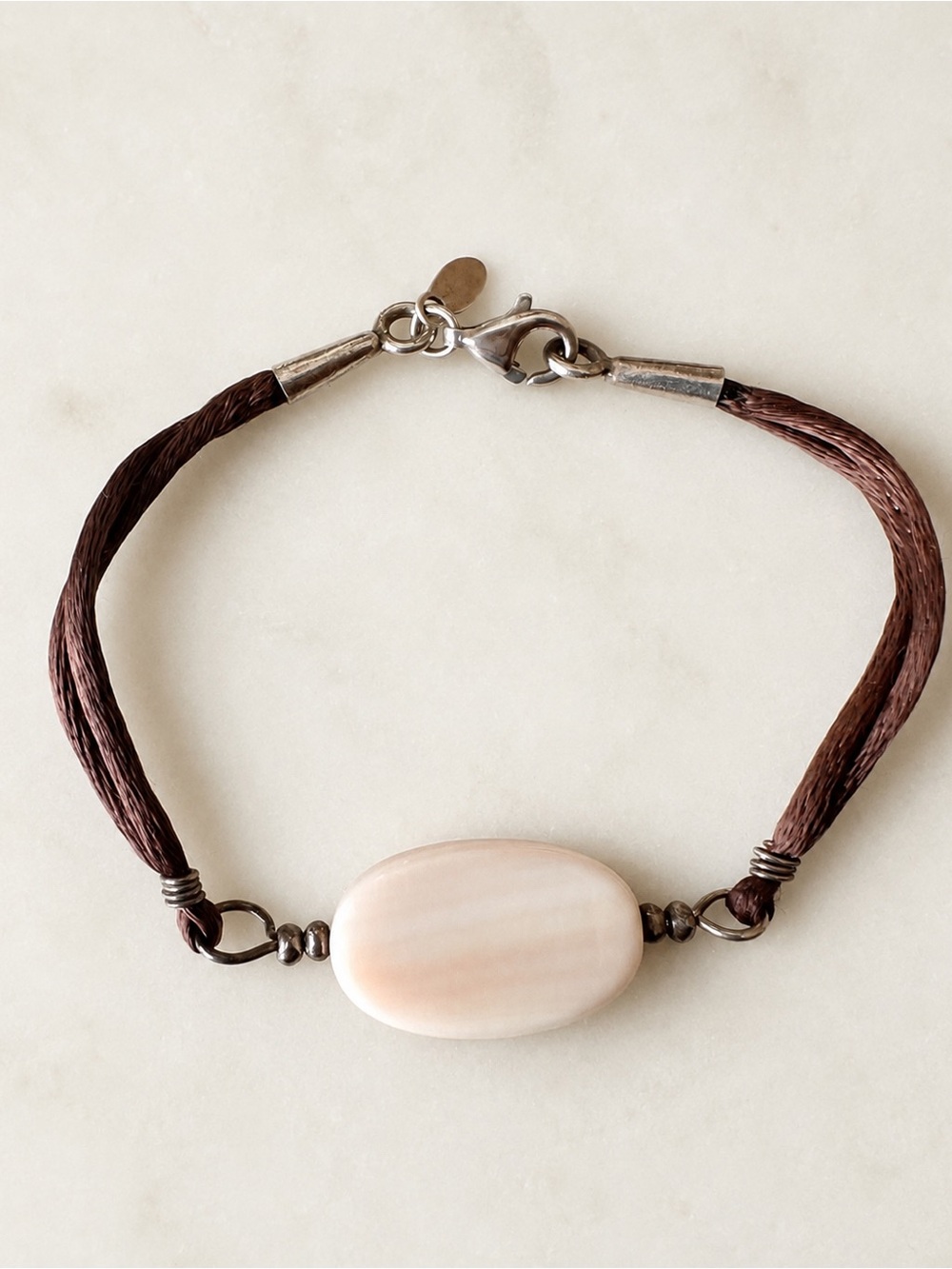 925 Sterling Silver Pink Shell Multi-Strand Bracelet 7”